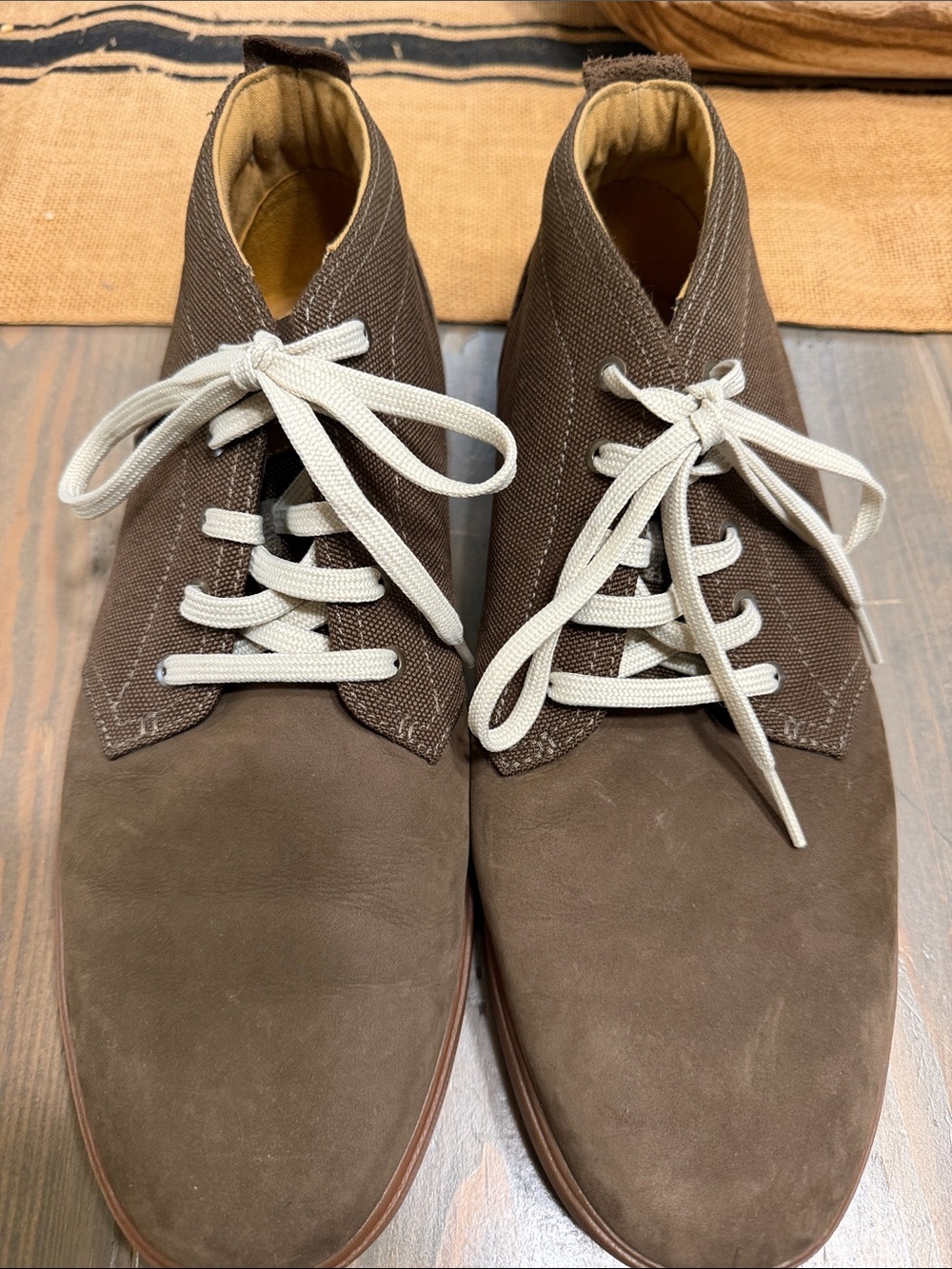 Timberland Brown Canvas and Suede Chukka Boots with Cream Laces